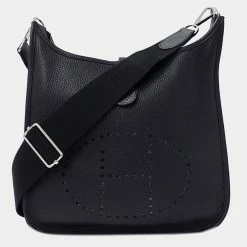 Hermes Bag Ladies Shoulder Evelyne 3 Taurillon Clemence Black Y Engraved For Women