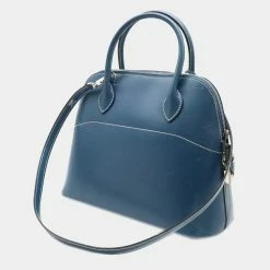 Hermes Bored 31 Handbag Shoulder Bag Box Calf Leather Blue Tarasa H Engraved For Women -Deals Hermes Store luxury women hermes used handbags p642234 006