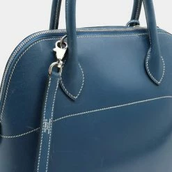 Hermes Bored 31 Handbag Shoulder Bag Box Calf Leather Blue Tarasa H Engraved For Women -Deals Hermes Store luxury women hermes used handbags p642234 009