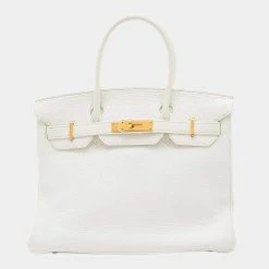 Hermes Birkin 30 Taurillon White L Engraved Handbag For Women -Deals Hermes Store luxury women hermes used handbags p642261 005