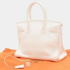 Hermes Birkin 30 Taurillon White L Engraved Handbag For Women -Deals Hermes Store luxury women hermes used handbags p642261 006