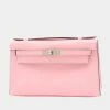 Hermes Pochette Kelly Swift Rose Sakura Z Engraved Handbag Clutch Bag For Women -Deals Hermes Store luxury women hermes used handbags p642268 004