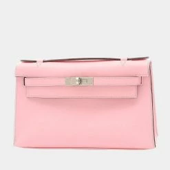 Hermes Pochette Kelly Swift Rose Sakura Z Engraved Handbag Clutch Bag For Women -Deals Hermes Store luxury women hermes used handbags p642268 008