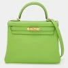 Hermes Anis Green Swift Leather Gold Hardware Kelly Retourne 28 Bag For Women -Deals Hermes Store luxury women hermes used handbags p645416 010