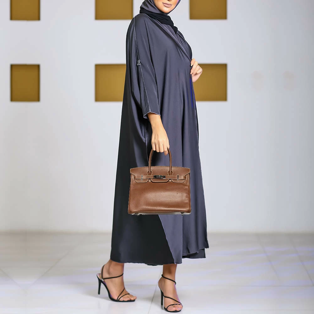 Hermes Gold Epsom Leather Palladium Hardware Birkin 30 Bag For Women 4 Hermes Gold Epsom Leather Palladium Hardware Birkin 30 Bag For Women - Image 2