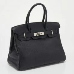 Hermes Black Clemence Leather Palladium Hardware Birkin 30 Bag For Women -Deals Hermes Store luxury women hermes used handbags p645441 009