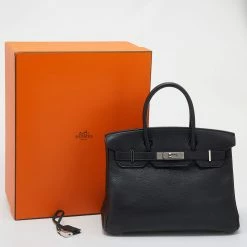 Hermes Black Clemence Leather Palladium Hardware Birkin 30 Bag For Women -Deals Hermes Store luxury women hermes used handbags p645441 012
