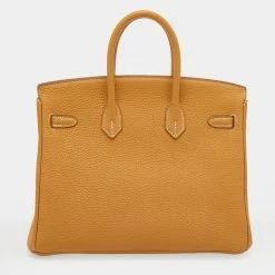Hermes Natural Sable Togo Leather Gold Hardware Birkin 25 Bag For Women -Deals Hermes Store luxury women hermes used handbags p645447 006