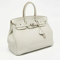 Hermes Pearl Grey Togo Leather Palladium Finish Birkin 35 Bag For Women -Deals Hermes Store luxury women hermes used handbags p645469 001
