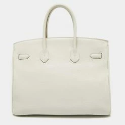 Hermes Pearl Grey Togo Leather Palladium Finish Birkin 35 Bag For Women -Deals Hermes Store luxury women hermes used handbags p645469 002