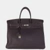 Hermes Raisin Togo Birkin 40 PHW For Women
