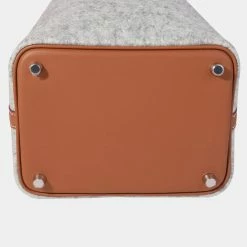 Hermes Gris Clair Feutre & Gold Swift Picotin Lock 18 PHW For Women -Deals Hermes Store luxury women hermes used handbags p645952 007