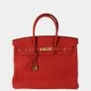 Hermes Geranium Togo Birkin 35 GHW For Women -Deals Hermes Store luxury women hermes used handbags p645957 002