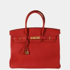 Hermes Geranium Togo Birkin 35 GHW For Women