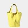 Hermes Lime Clémence Picotin Lock 18 PHW For Women -Deals Hermes Store luxury women hermes used handbags p645958 003