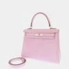 Hermes Pink Swift Leather Palladium Hardware Kelly 25 Retourne Bag For Women -Deals Hermes Store luxury women hermes used handbags p646235 001