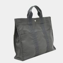 Hermes Handbag Tote Bag Aleline MM Dark Gray 69% Polyamide 31% Polyester Women's Men's For Women -Deals Hermes Store luxury women hermes used handbags p646671 006