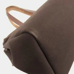 Hermes Bag Ladies Tote Ale Kabas MM Toile Officier Brown Leather F Engraved For Women -Deals Hermes Store luxury women hermes used handbags p646675 002