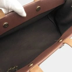 Hermes Bag Ladies Tote Ale Kabas MM Toile Officier Brown Leather F Engraved For Women -Deals Hermes Store luxury women hermes used handbags p646675 007