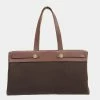 Hermes Bag Ladies Tote Ale Kabas MM Toile Officier Brown Leather F Engraved For Women -Deals Hermes Store luxury women hermes used handbags p646675 010