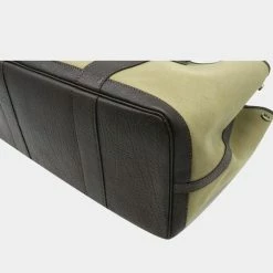 Hermes Garden Party PM Tote Bag Handbag Toile Officier Leather Khaki Moss Green Dark Brown For Women -Deals Hermes Store luxury women hermes used handbags p646679 001