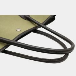 Hermes Garden Party PM Tote Bag Handbag Toile Officier Leather Khaki Moss Green Dark Brown For Women -Deals Hermes Store luxury women hermes used handbags p646679 006