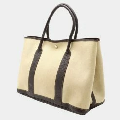 Hermes Garden Party PM Tote Bag Handbag Twarash Negonda Leather Beige Dark Brown T Engraved For Women -Deals Hermes Store luxury women hermes used handbags p646681 008