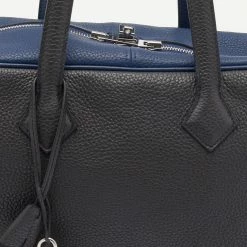 Hermes Blue Saphir/Gris Taurillion Clemence Leather Palladium Plated Victoria II Bag For Women -Deals Hermes Store luxury women hermes used handbags p649167 005