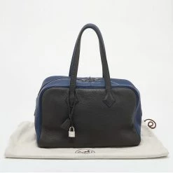 Hermes Blue Saphir/Gris Taurillion Clemence Leather Palladium Plated Victoria II Bag For Women -Deals Hermes Store luxury women hermes used handbags p649167 008