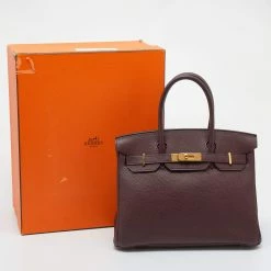 Hermes Bordeaux Togo Leather Gold Plated Hardware Birkin 30 Bag For Women -Deals Hermes Store luxury women hermes used handbags p649192 015