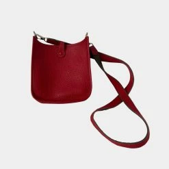 Hermes Red Clemence Leather Evelyne I TPM Shoulder Bag For Women 17 Hermes Red Clemence Leather Evelyne I TPM Shoulder Bag For Women -Deals Hermes Store luxury women hermes used handbags p649222 005