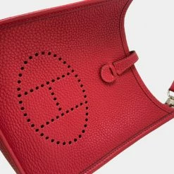 Hermes Red Clemence Leather Evelyne I TPM Shoulder Bag For Women 23 Hermes Red Clemence Leather Evelyne I TPM Shoulder Bag For Women -Deals Hermes Store luxury women hermes used handbags p649222 006