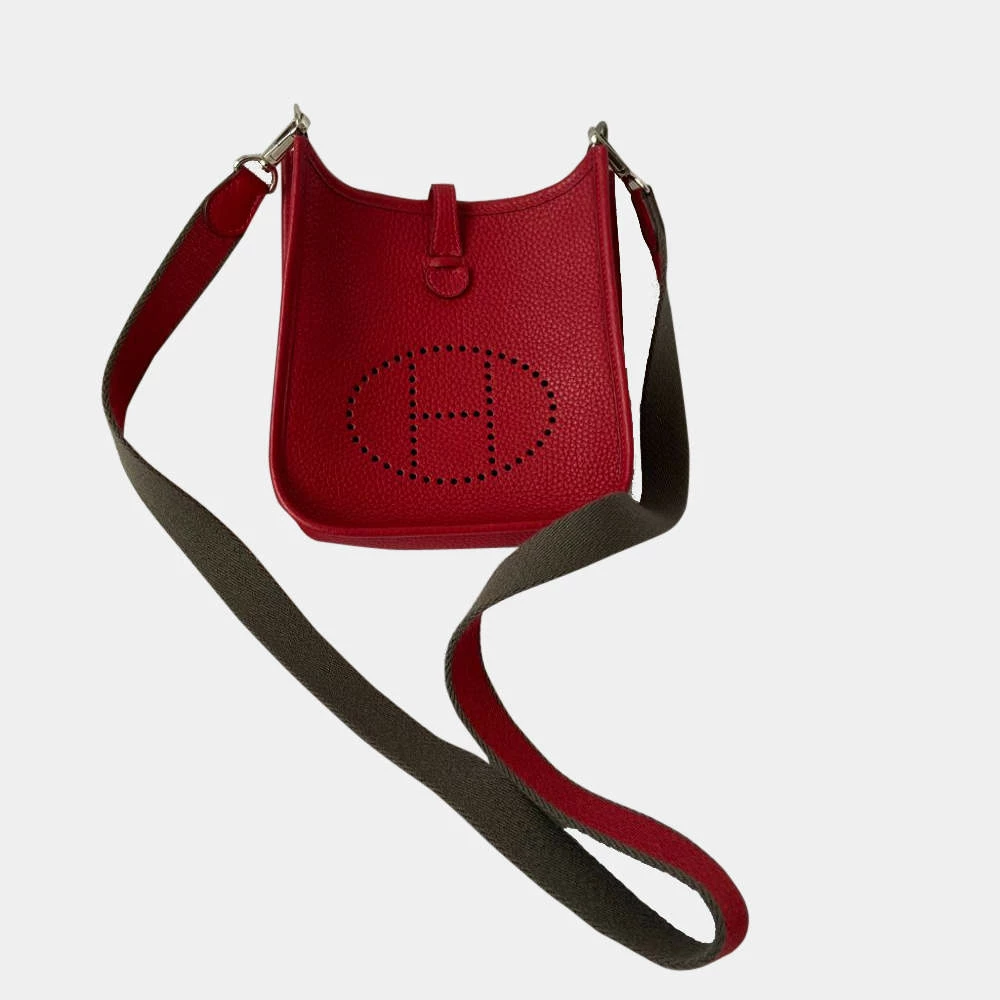Hermes Red Clemence Leather Evelyne I TPM Shoulder Bag For Women 8 Hermes Red Clemence Leather Evelyne I TPM Shoulder Bag For Women - Image 6