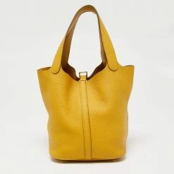 Hermes Hermès Jaune Ambre Togo Leather Picotin Lock 22 Bag For Women -Deals Hermes Store luxury women hermes used handbags p649352 003