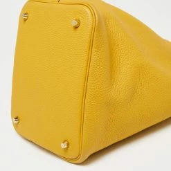 Hermes Hermès Jaune Ambre Togo Leather Picotin Lock 22 Bag For Women -Deals Hermes Store luxury women hermes used handbags p649352 010
