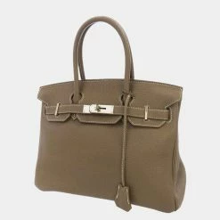 Hermes Grey Taurillon Clemence Leather Palladium Hardware Birkin 30 Bag For Women