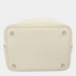 Hermes White Taurillon Clemence Leather Picotin Lock PM Top Handle Bag For Women -Deals Hermes Store luxury women hermes used handbags p649692 010