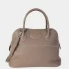 Hermes Etoupe ClÃ©mence Bolide 31 PHW For Women -Deals Hermes Store luxury women hermes used handbags p650088 002