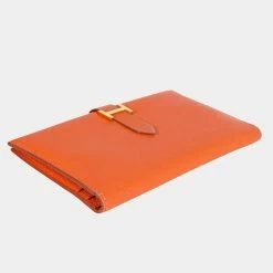 Hermes Orange Togo Bearn Wallet GHW For Women -Deals Hermes Store luxury women hermes used handbags p650089 007