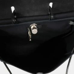 Hermes Black Toile & Vache Hunter 2-In-1 Herbag PHW For Women -Deals Hermes Store luxury women hermes used handbags p650090 006