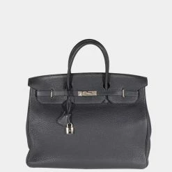 Hermes Bleu Abysse ClÃ©mence Birkin 40 PHW For Women