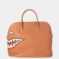 Hermes Gold Togo Shark Bolide 45 PHW For Women -Deals Hermes Store luxury women hermes used handbags p650103 001