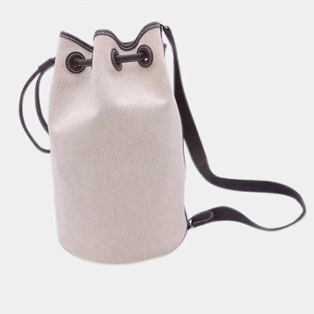 Hermes Beige Brown Canvas Leather Shoulder Bag For Women 5 Hermes Beige Brown Canvas Leather Shoulder Bag For Women - Image 3