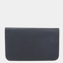 Hermes Bi-Fold Wallet Dogon GM Blue Nui Taurillon Clemence Ladies For Women -Deals Hermes Store luxury women hermes used handbags p650367 004