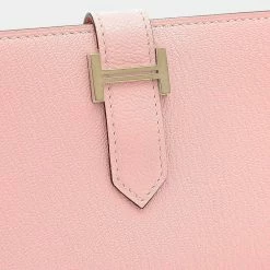 Hermes Bearn Classic Purse Goat Rose Sakura D Engraved For Women -Deals Hermes Store luxury women hermes used handbags p650394 004
