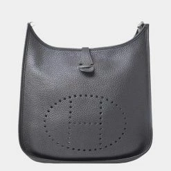 Hermes Taurillon Clemence Evelyne Shoulder Bag Black For Women