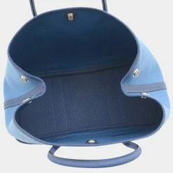 Hermes Garden Party TPM Blue Brighton Canvas Leather Z Engraved Handbag For Women 10 Hermes Garden Party TPM Blue Brighton Canvas Leather Z Engraved Handbag For Women -Deals Hermes Store luxury women hermes used handbags p650400 002