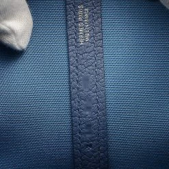 Hermes Garden Party TPM Blue Brighton Canvas Leather Z Engraved Handbag For Women 11 Hermes Garden Party TPM Blue Brighton Canvas Leather Z Engraved Handbag For Women -Deals Hermes Store luxury women hermes used handbags p650400 003