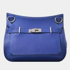 Hermes Jypsiere Jypsiere 31 Women's Taurillon Clemence Leather Shoulder Bag Blue For Women