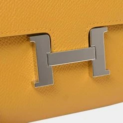 Hermes Vaux Epson Constance Long To Go Shoulder Purse Yellow For Women -Deals Hermes Store luxury women hermes used handbags p650419 001